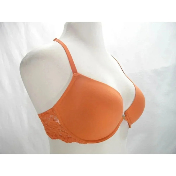 34A Gilligan O'Malley Front Close Everyday Lace Racerback Demi UW Bra Orange NWT - Picture 3 of 8